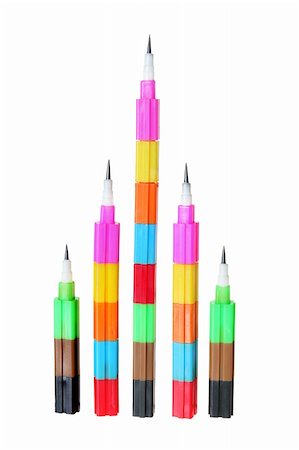 simsearch:400-05290429,k - Plastic Pencils on White Background Photographie de stock - Aubaine LD & Abonnement, Code: 400-05369900