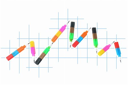 simsearch:400-05289294,k - Plastic Pencils on White Background Foto de stock - Super Valor sin royalties y Suscripción, Código: 400-05369901
