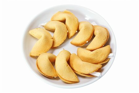 Plate of Fortune Cookies on White Background Foto de stock - Royalty-Free Super Valor e Assinatura, Número: 400-05369912