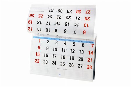 simsearch:400-04777485,k - Calendar on Isolated White Background Fotografie stock - Microstock e Abbonamento, Codice: 400-05369952