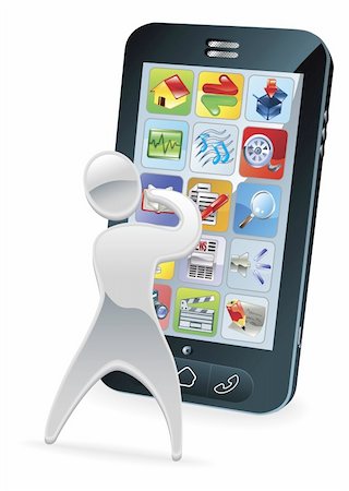 Metallic cartoon mascot character phone concept Stock Photo - Budget Royalty-Free & Subscription, Code: 400-05360012