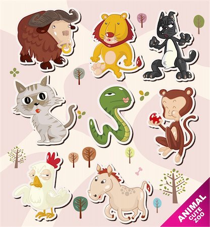 fruits tree cartoon images - cartoon animal icons Stock Photo - Budget Royalty-Free & Subscription, Code: 400-05360080