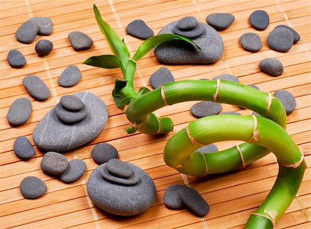 Stacked pebbles and bamboo Stock Photo - Budget Royalty-Free & Subscription, Code: 400-05360121