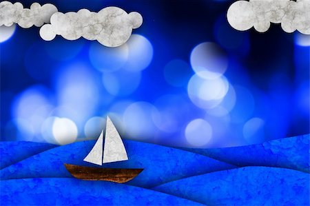 simsearch:400-04240946,k - Sailboat, sea and clouds, illustration Stock Photo - Budget Royalty-Free & Subscription, Code: 400-05360237