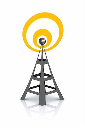 radio tower - A Colourful 3d Rendered Wireless Concept Illustration Stock Photo - Budget Royalty-Free & Subscription, Code: 400-05360603