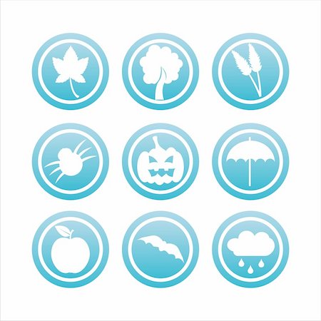 set of 9 blue autumn signs Stock Photo - Budget Royalty-Free & Subscription, Code: 400-05360664