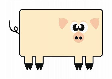 illustration of happy crazy cartoon pig isolation over white Stock Photo - Budget Royalty-Free & Subscription, Code: 400-05360723