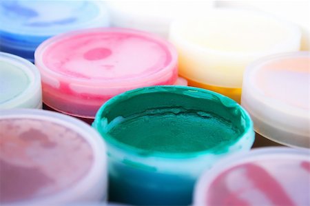 Colorful paint buckets close up picture. Stock Photo - Budget Royalty-Free & Subscription, Code: 400-05361019
