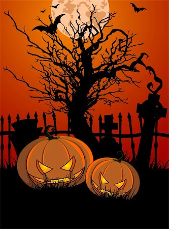 simsearch:400-04141076,k - Halloween Illustration with Tombstone and Pumpkins for banners or invite Stockbilder - Microstock & Abonnement, Bildnummer: 400-05361537