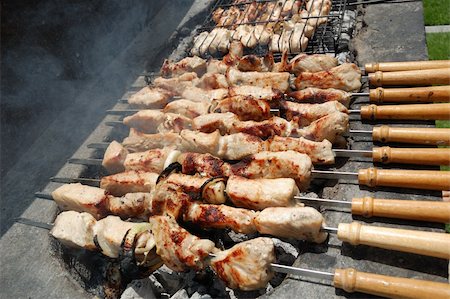 flame grilled chicken photography - Kebab prepared on open fire Stock Photo - Budget Royalty-Free & Subscription, Code: 400-05362076