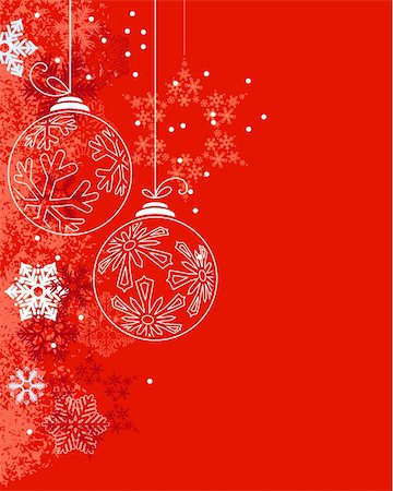 simsearch:400-05364565,k - Red Christmas background with contour balls and snowflakes Stock Photo - Budget Royalty-Free & Subscription, Code: 400-05362243