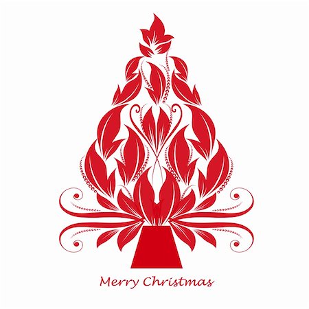 Beautiful abstract christmas tree isolated on white background Stock Photo - Budget Royalty-Free & Subscription, Code: 400-05362576