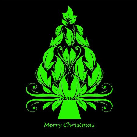 Beautiful abstract christmas tree isolated on black background Stock Photo - Budget Royalty-Free & Subscription, Code: 400-05362578