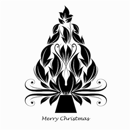 Beautiful abstract christmas tree isolated on black background Fotografie stock - Microstock e Abbonamento, Codice: 400-05362582