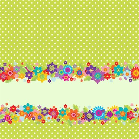 simsearch:400-04350659,k - Greeting card with flowers, polkadot pattern (editable) and a banner for your own message Fotografie stock - Microstock e Abbonamento, Codice: 400-05363523