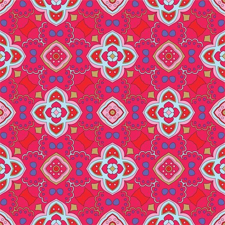 simsearch:400-04350968,k - Cheerful, seamless and colorful floral pattern with swirls on a bright red background Photographie de stock - Aubaine LD & Abonnement, Code: 400-05363609
