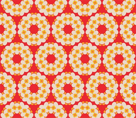 simsearch:400-04679760,k - Retro style seamless pattern with flowers on a red background Photographie de stock - Aubaine LD & Abonnement, Code: 400-05363601