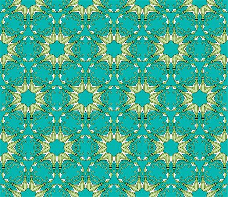 Seamless and elegant Baroque pattern with colorful swirls on a green background Stock Photo - Budget Royalty-Free & Subscription, Code: 400-05363616