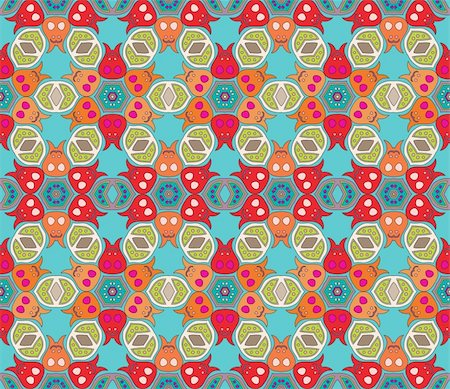 simsearch:400-04227241,k - Cheerful, seamless and colorful floral pattern with dots on a blue green background Foto de stock - Royalty-Free Super Valor e Assinatura, Número: 400-05363612