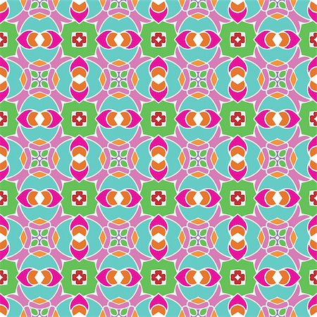 simsearch:400-04280922,k - Seamless and elegant Baroque pattern with flowers in pink, blue, green, orange Foto de stock - Super Valor sin royalties y Suscripción, Código: 400-05363647