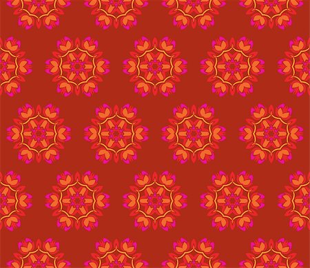 simsearch:400-04280922,k - Seamless and elegant Baroque pattern with flowers in pink, red, orange Foto de stock - Super Valor sin royalties y Suscripción, Código: 400-05363651