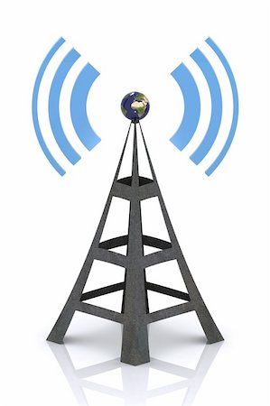 radio tower - A Colourful 3d Rendered Wireless Concept Illustration Stock Photo - Budget Royalty-Free & Subscription, Code: 400-05363685