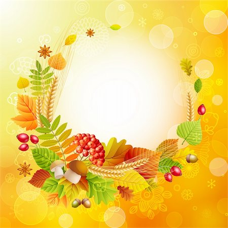Autumn background with colorful leaves and place for text. Vector illustration. Stock Photo - Budget Royalty-Free & Subscription, Code: 400-05363905