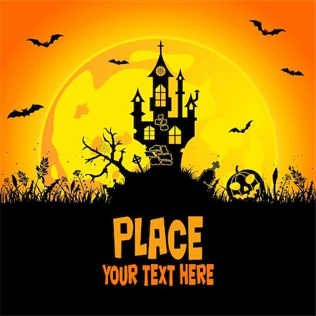 Halloween background with castle, element for design, vector illustration Stock Photo - Budget Royalty-Free & Subscription, Code: 400-05374099