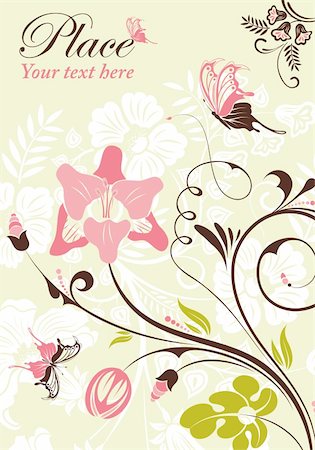 simsearch:400-07265301,k - Flower frame with butterfly, element for design, vector illustration Foto de stock - Royalty-Free Super Valor e Assinatura, Número: 400-05374092