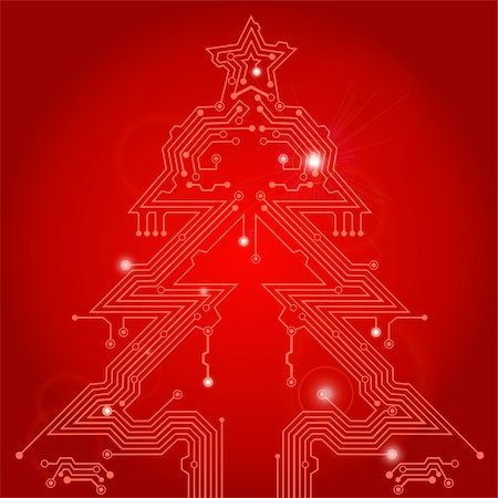 simsearch:400-05374108,k - Christmas Tree from circuit board with Star, element for design, eps10 vector illustration Stock Photo - Budget Royalty-Free & Subscription, Code: 400-05374104