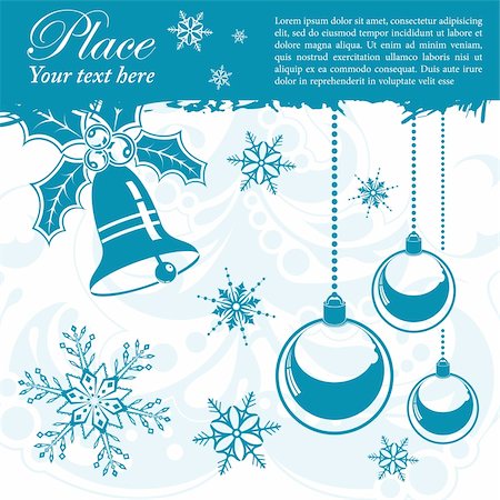 simsearch:400-05374108,k - Grunge Christmas frame with snowflakes, bell, element for design, vector illustration Stock Photo - Budget Royalty-Free & Subscription, Code: 400-05374106