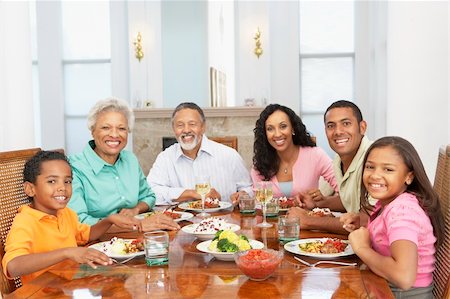 simsearch:400-06098367,k - Family Having A Meal Together At Home Stock Photo - Budget Royalty-Free & Subscription, Code: 400-05374171