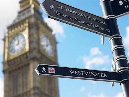 simsearch:640-05760941,k - Sign Post In Front Of Big Ben, London, England Stock Photo - Budget Royalty-Free & Subscription, Code: 400-05374323