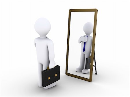 prova (spettacolo) - 3d businessman looking in a mirror to become presentable Fotografie stock - Microstock e Abbonamento, Codice: 400-05374363