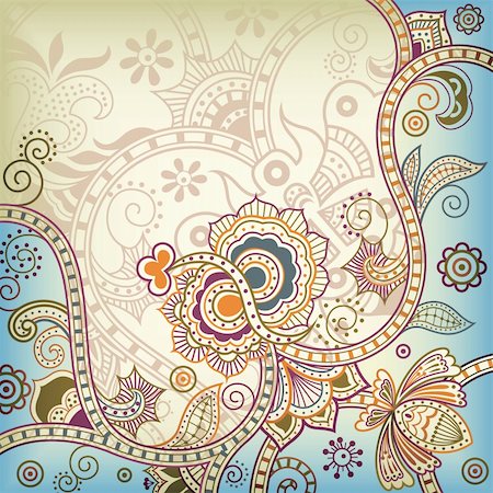 Illustration of abstract floral background in asia style. Stockbilder - Microstock & Abonnement, Bildnummer: 400-05374493