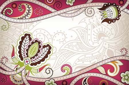 Illustration of abstract floral in asia style. Foto de stock - Super Valor sin royalties y Suscripción, Código: 400-05374519