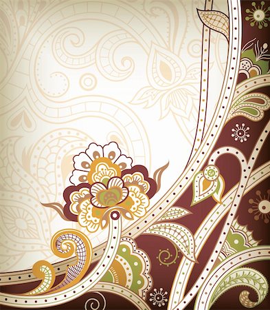Illustration of abstract floral in asia style. Stockbilder - Microstock & Abonnement, Bildnummer: 400-05374529