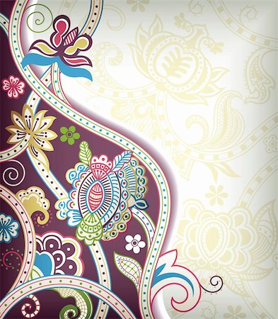 Illustration of abstract floral in asia style. Foto de stock - Super Valor sin royalties y Suscripción, Código: 400-05374534
