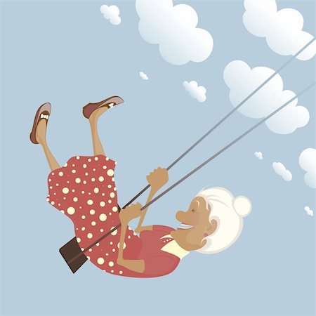 elderly characters - A funny granny on the swing is happy like a child. Stock Photo - Budget Royalty-Free & Subscription, Code: 400-05375387