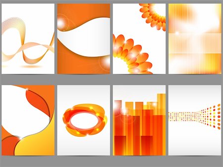 Vector orange brochure design set Stock Photo - Budget Royalty-Free & Subscription, Code: 400-05375548