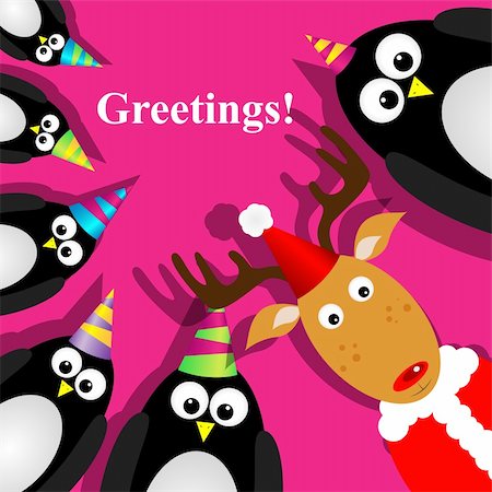 Vector greeting card with a penguins Stock Photo - Budget Royalty-Free & Subscription, Code: 400-05375540