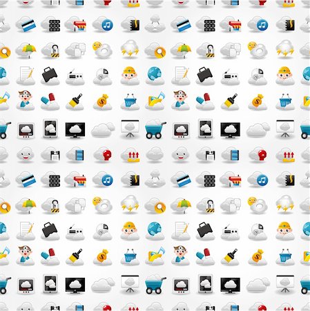 Icons for Cloud network ,seamless pattern Stock Photo - Budget Royalty-Free & Subscription, Code: 400-05376553