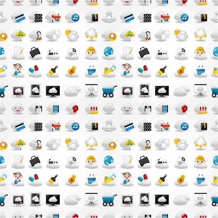 data secure - Icons for Cloud network ,seamless pattern Stock Photo - Budget Royalty-Free & Subscription, Code: 400-05376553