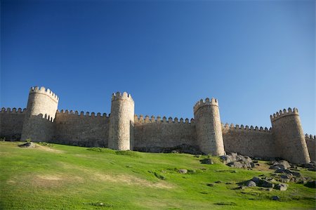 stone walls in meadows - view of Avila city at Castilla in Spain Stock Photo - Budget Royalty-Free & Subscription, Code: 400-05376674