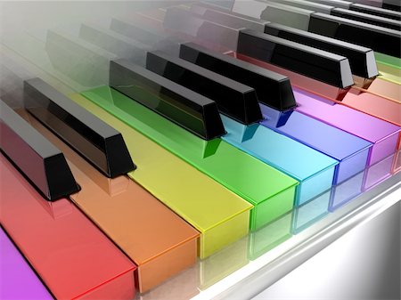 piano practice - The white piano with keys of different colours of a rainbow Stock Photo - Budget Royalty-Free & Subscription, Code: 400-05376874