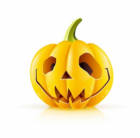 sinister smile - pumpkin for halloween on white background vector illustration Stock Photo - Budget Royalty-Free & Subscription, Code: 400-05376956