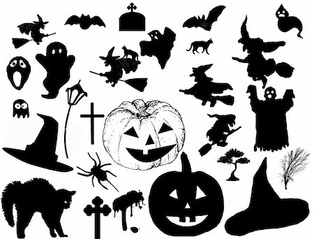 dead cat - vector collection of halloween silhouettes, vector illustration Stock Photo - Budget Royalty-Free & Subscription, Code: 400-05376957