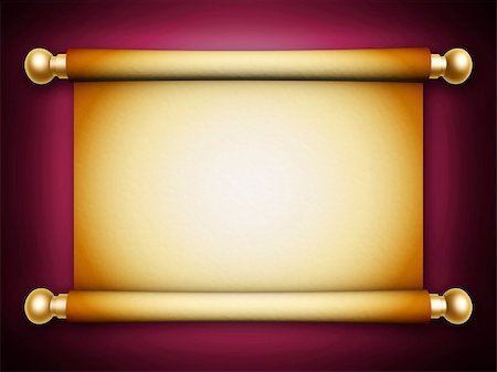 golden scroll parchment with shadow on blue background Stock Photo - Budget Royalty-Free & Subscription, Code: 400-05376976
