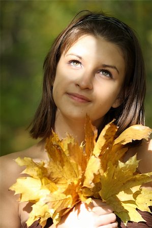 simsearch:400-07042487,k - Young girl stands in the autumn forest Stock Photo - Budget Royalty-Free & Subscription, Code: 400-05376970