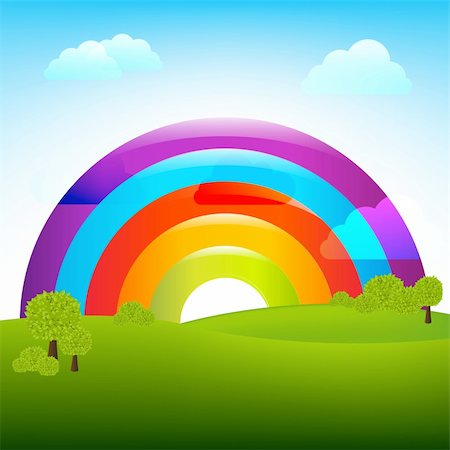Landscape With Rainbow, Vector Illustration Stock Photo - Budget Royalty-Free & Subscription, Code: 400-05377185